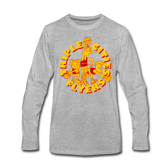 Triple Cities Flyers Long Sleeve T-Shirt - heather gray