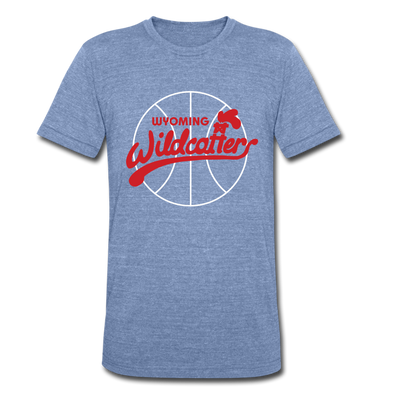 Wyoming Wildcatters T-Shirt (Tri-Blend Super Light) - heather Blue