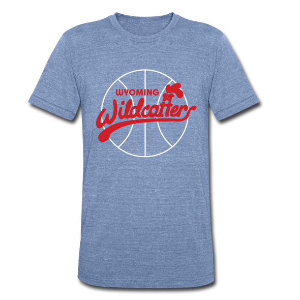 Wyoming Wildcatters T-Shirt (Tri-Blend Super Light) - heather Blue